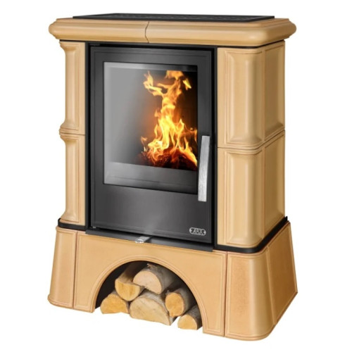 Kachlová kamna ABX Bavaria s výměníkem, kachlový sokl naturbraun